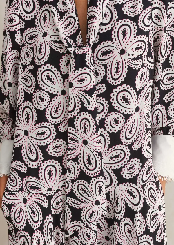 lace_flower_print_shirt_maxi_dress__belt_8.webp ME+EM Lace Flower Print Shirt Maxi Dress + Belt | Women Midi Dresses