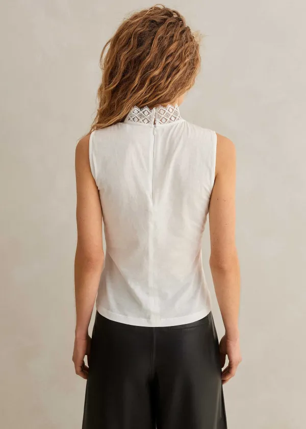 ME+EM Lace Trim Crew Neck Layering Tank | Women Layering Tops