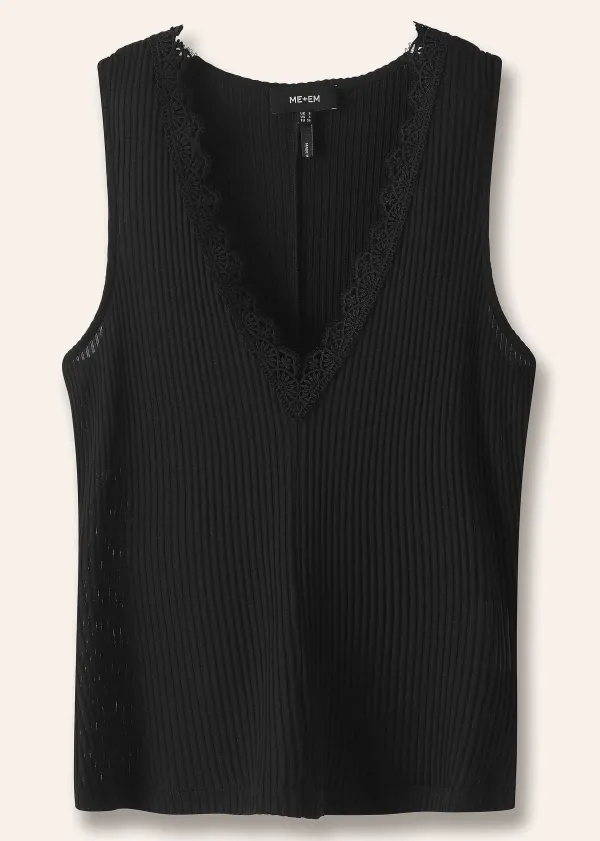 ME+EM Lace Trim V Neck Layering Tank | Women Layering Tops