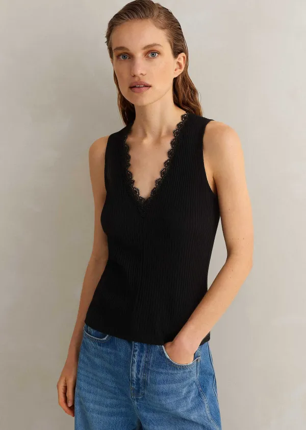 lace_trim_v_neck_layering_tank_3.webp ME+EM Lace Trim V Neck Layering Tank | Women Layering Tops