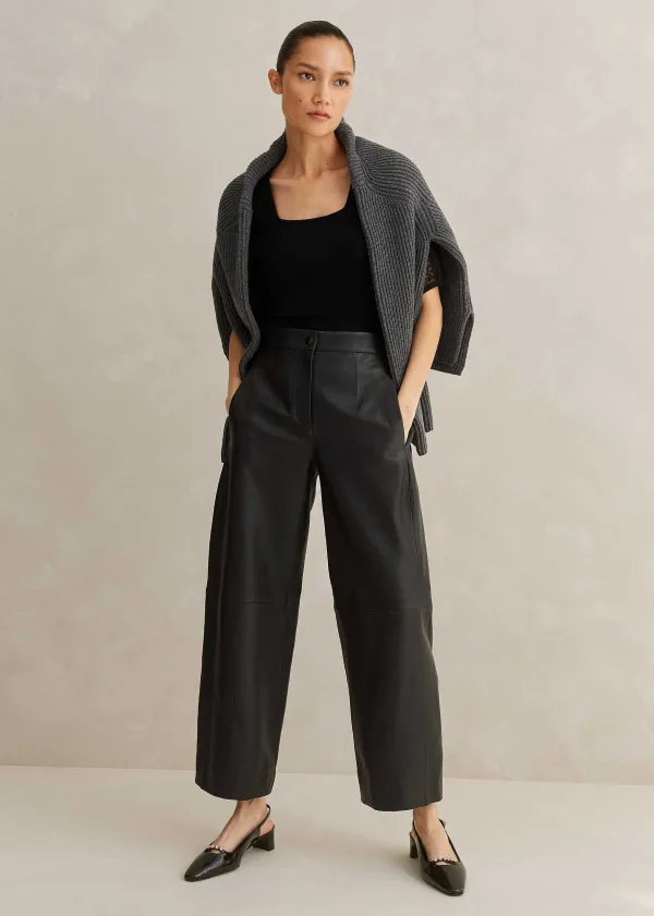 leather_tapered_trouser_2.webp ME+EM Leather Tapered Trouser | Women Tapered Trousers