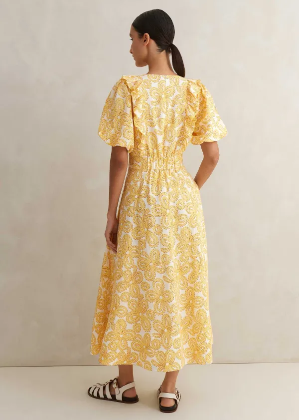 linenblend_lace_print_midi_dress_3.webp ME+EM Linen-Blend Lace Print Midi Dress | Women Midi Dresses