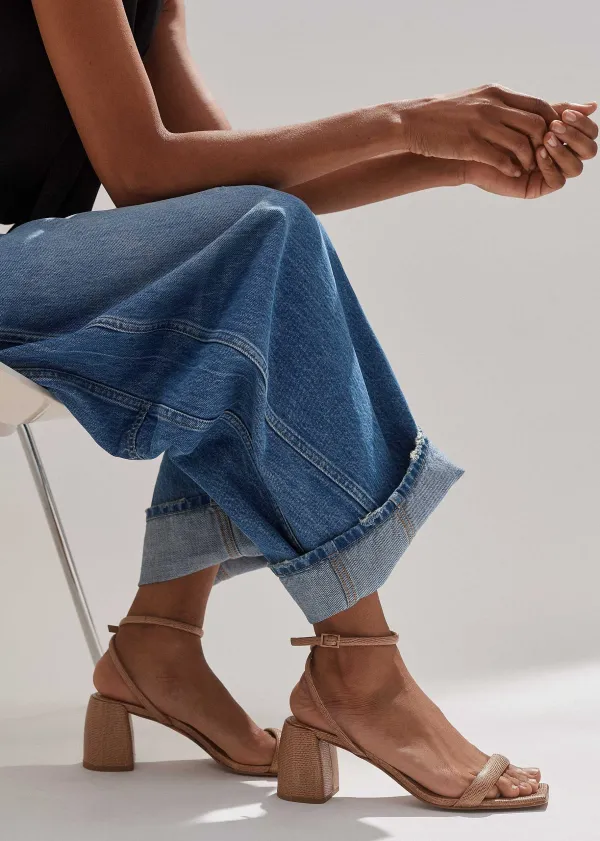 ME+EM Lizard Print Feature Heel Sandal | Women Sandals