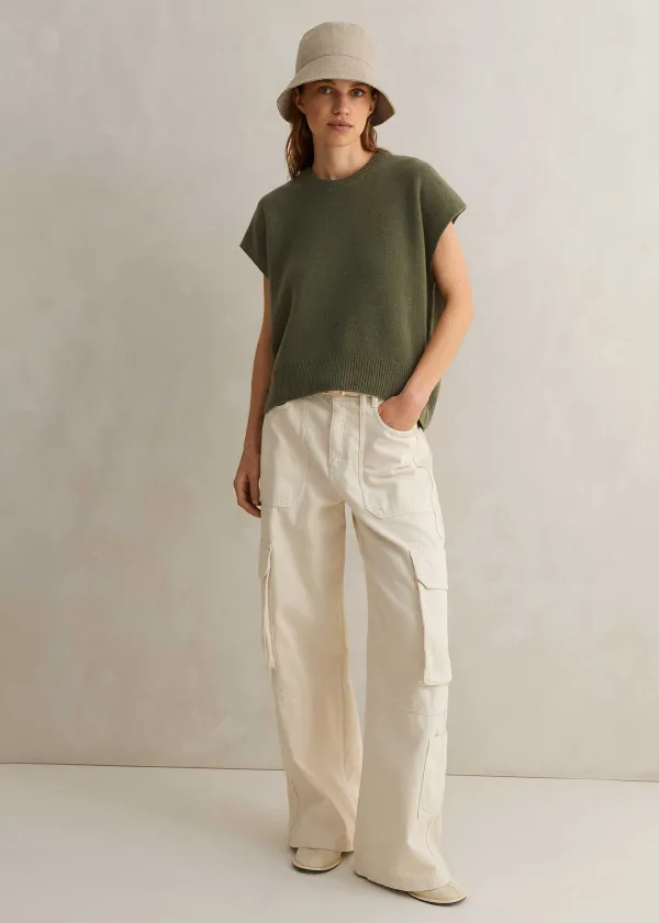 ME+EM Lofty Cashmere Relaxed Curved Hem Vest | Women Vests