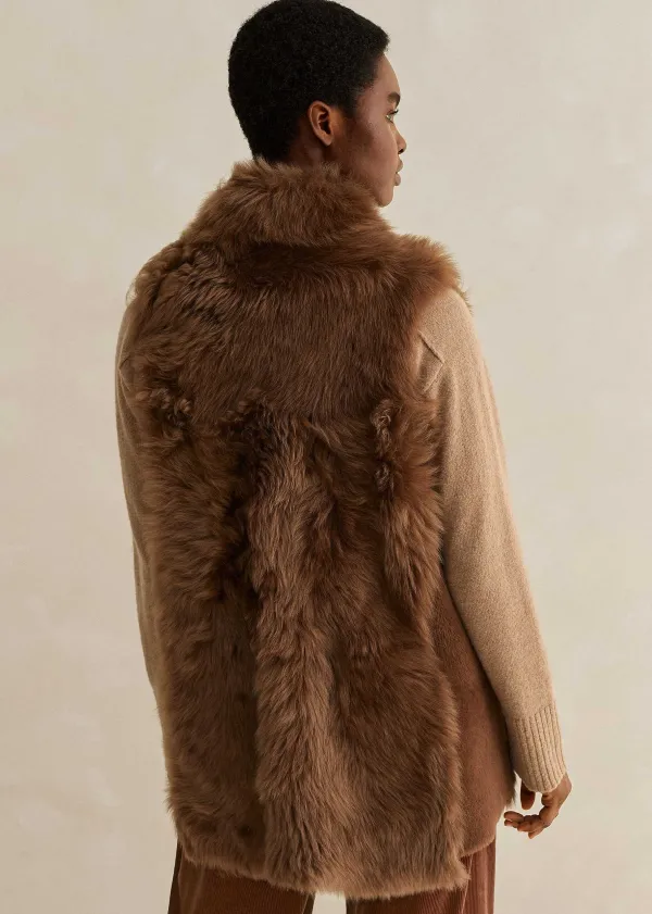 luxe_toscana_shearling_long_gilet_4.webp ME+EM Luxe Toscana Shearling Long Gilet | Women Shearling Jackets