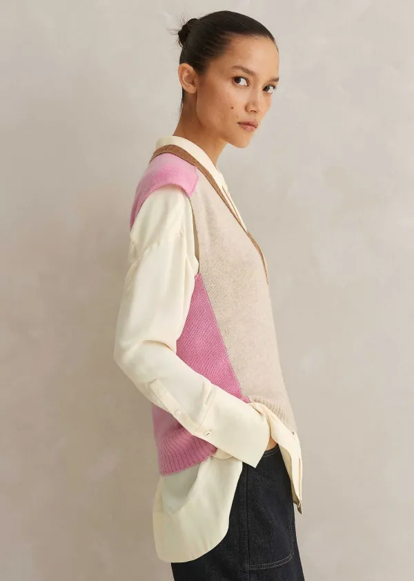 ME+EM Merino Cashmere Colour Block Vest | Women Vests