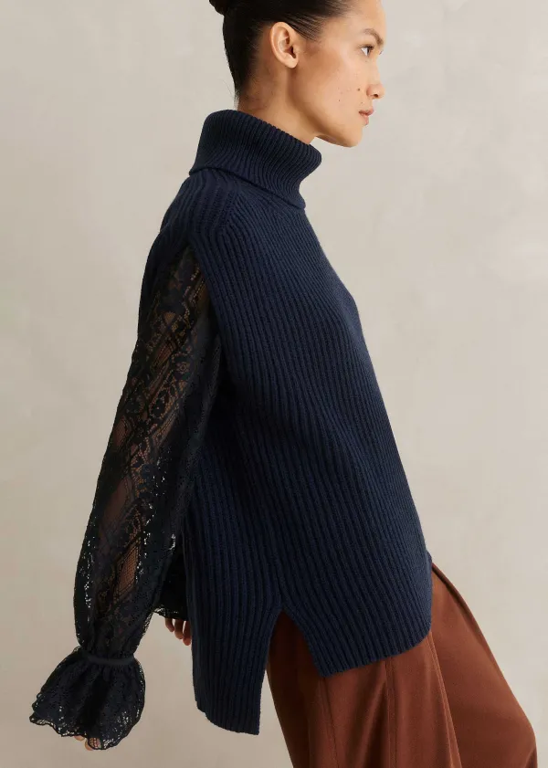 ME+EM Merino Cashmere Relaxed Roll Neck Vest | Women Vests