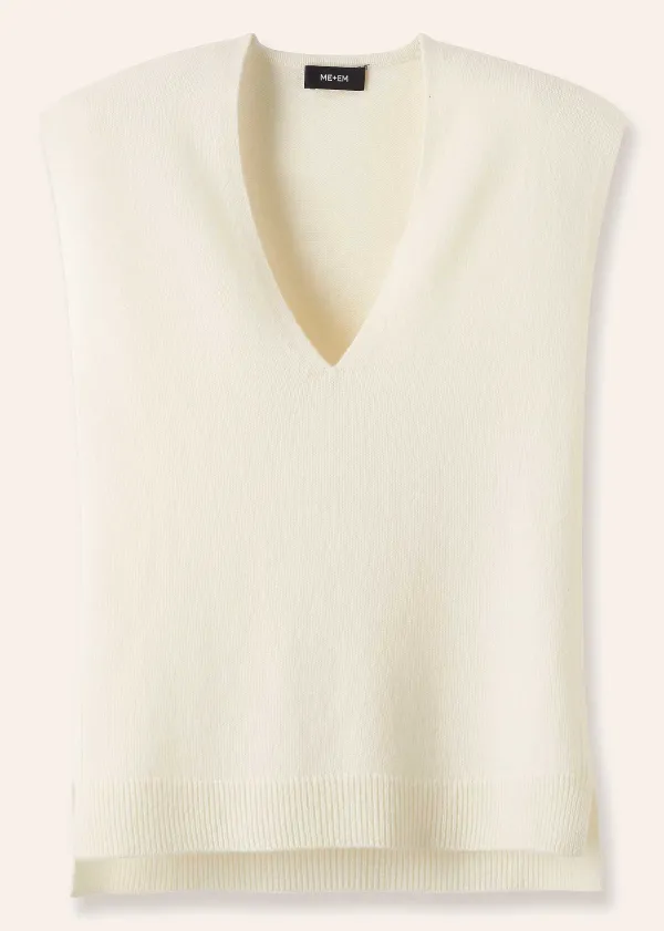 ME+EM Merino Cashmere Relaxed V Neck Vest | Women Vests