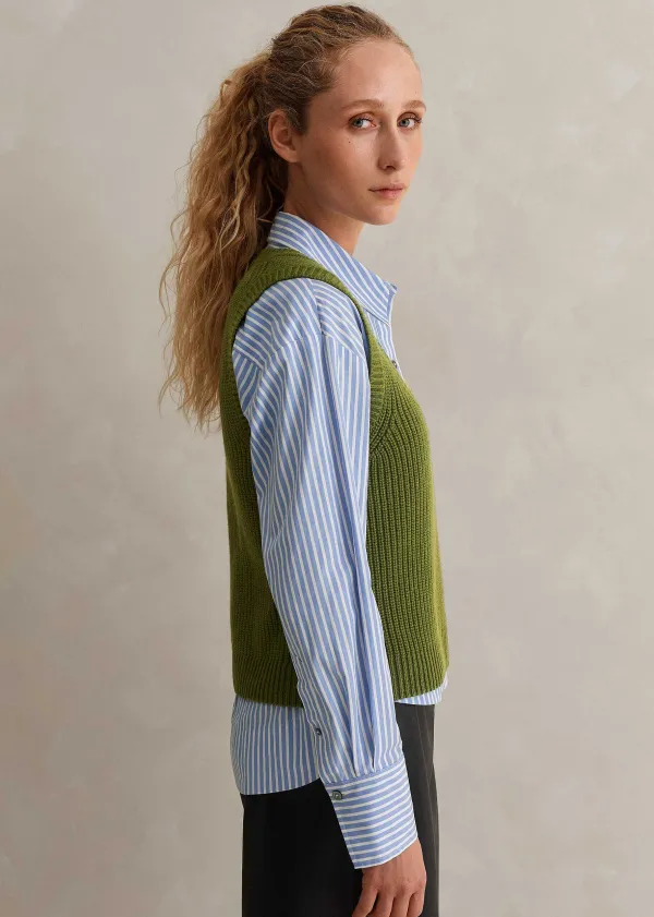 ME+EM Merino Cashmere Ribbed Scoop Neck Vest | Women Vests