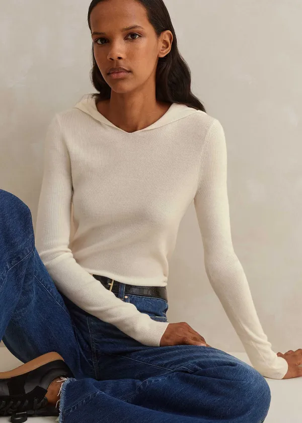 ME+EM Merino Stretch Rib Layering Hoody | Women Jumpers