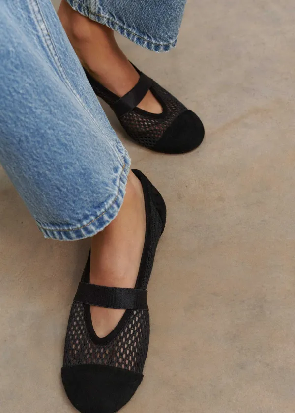 ME+EM Mesh Ballerina Flat | Women Flat Shoes