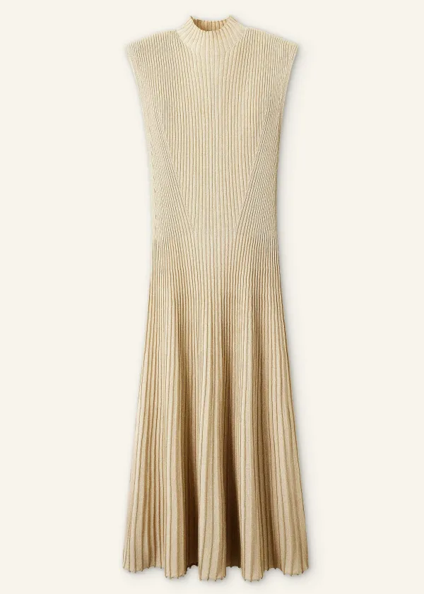 ME+EM Metallic Rib Knit Cap Sleeve Midi Dress | Women Midi Dresses
