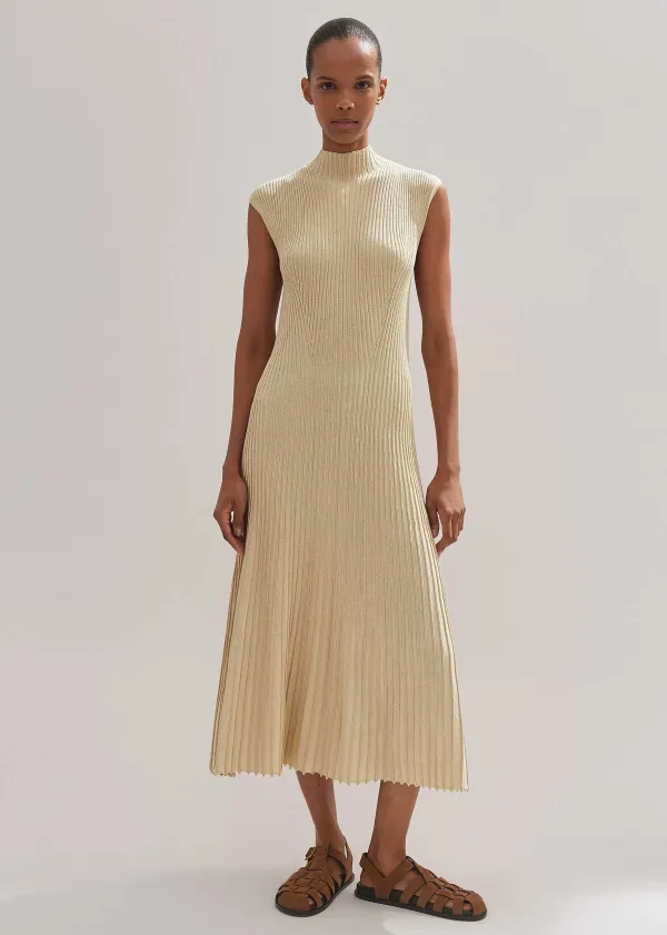ME+EM Metallic Rib Knit Cap Sleeve Midi Dress | Women Midi Dresses
