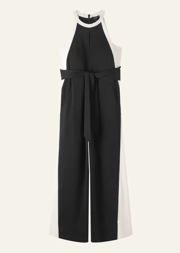 ME+EM Monochrome Halterneck Jumpsuit + Belt | Women Jumpsuits