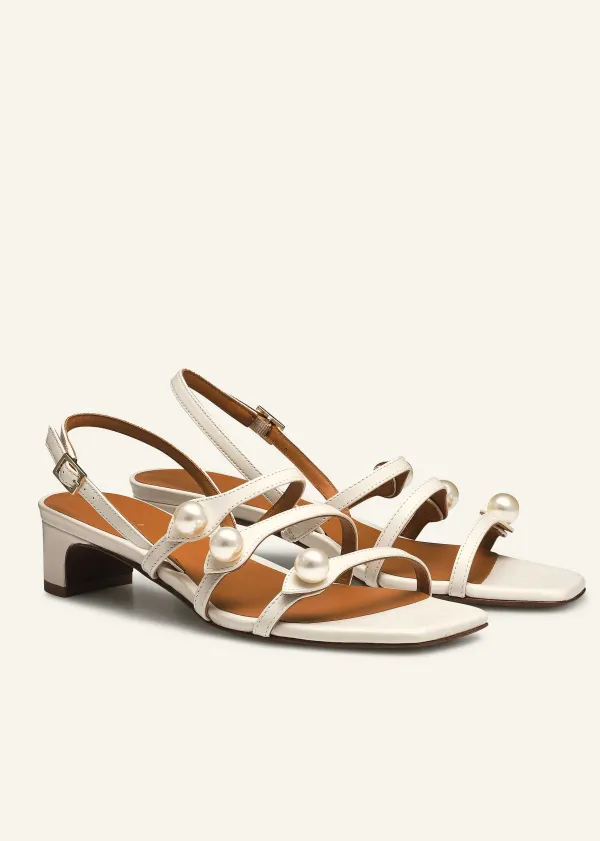 ME+EM Pearl Detail Nappa Kitten Sandal | Women Sandals