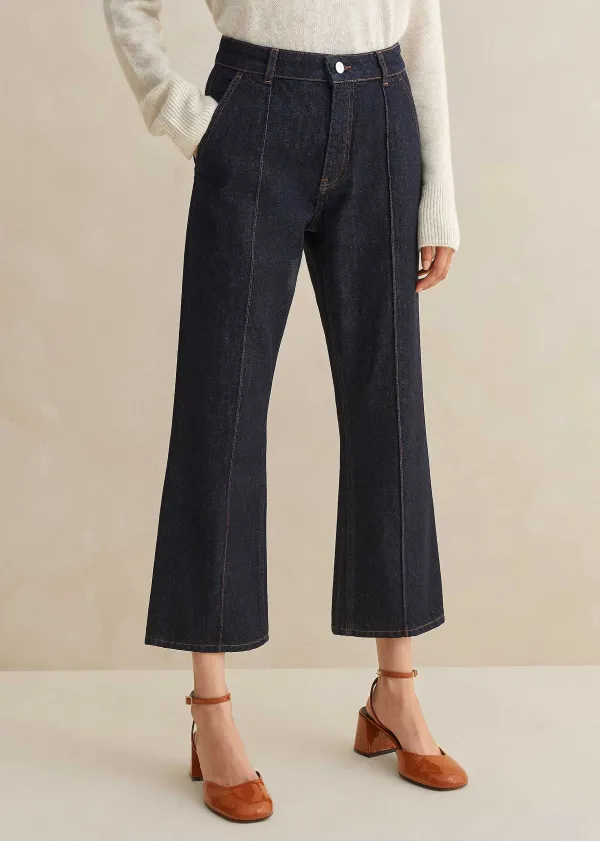 ME+EM Pin Tuck Kick Flare Crop Jean | Women Denim