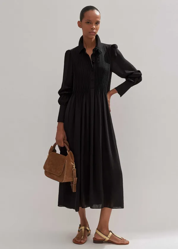 ME+EM Pleated Midi Shirt Dress + Belt | Women Maxi Dresses