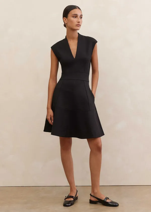 ponte_cap_sleeve_fit_and_flare_dress_2.webp ME+EM Ponte Cap Sleeve Fit And Flare Dress | Women Short Dresses