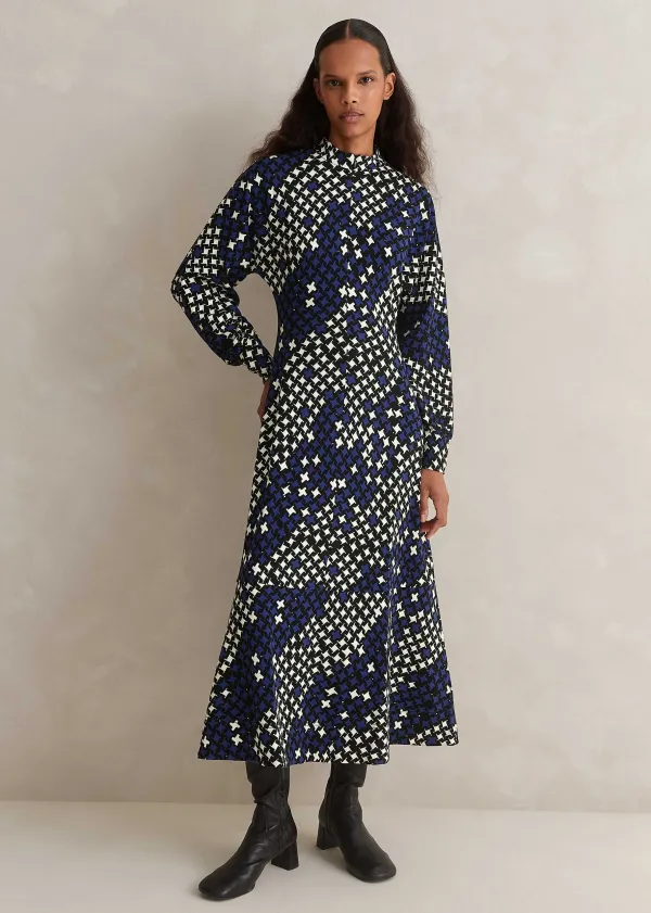 printed_ponte_balloon_sleeve_maxi_dress_2.webp ME+EM Printed Ponte Balloon Sleeve Maxi Dress | Women Maxi Dresses