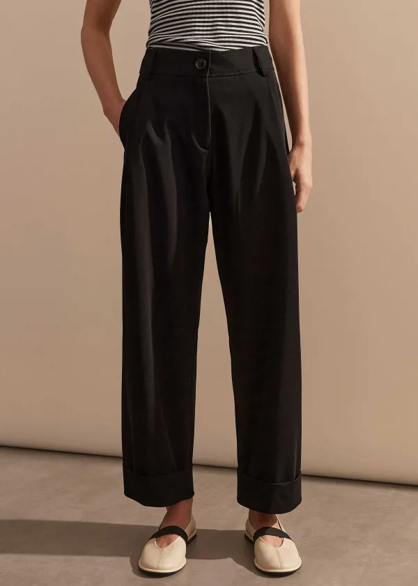 ME+EM Relaxed Tapered Turn-Up Trouser | Women Tapered Trousers