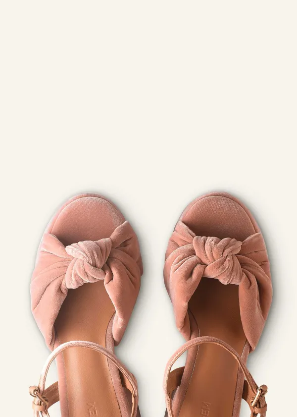 ME+EM Ruched Velvet Knot Platform | Women Heels