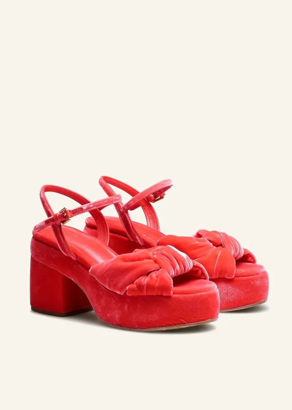 ME+EM Ruched Velvet Knot Platform | Women Heels