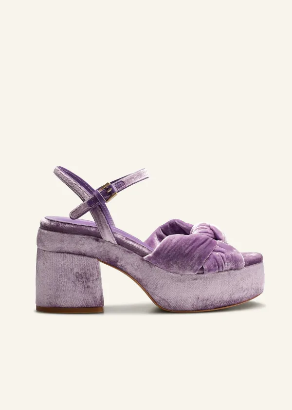 ME+EM Ruched Velvet Knot Platform | Women Heels