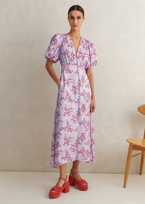 shadow_berry_print_midi_tea_dress_1.webp ME+EM Shadow Berry Print Midi Tea Dress | Women Midi Dresses