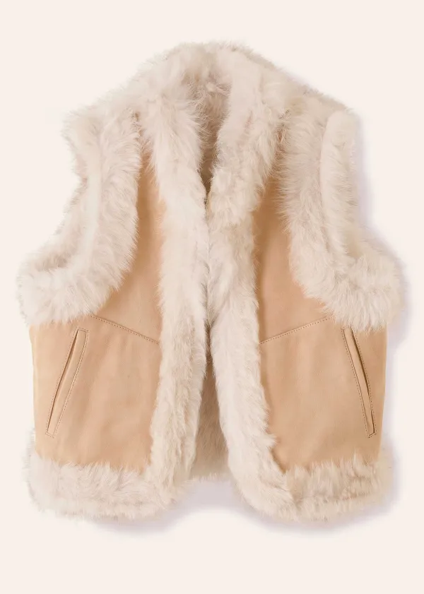 ME+EM Shearling Reversible Cropped Gilet | Women Crop Jackets