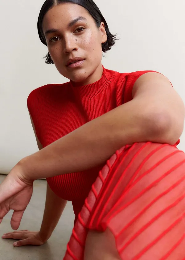 ME+EM Sheer Panelled Evening Knit Maxi Dress | Women Maxi Dresses