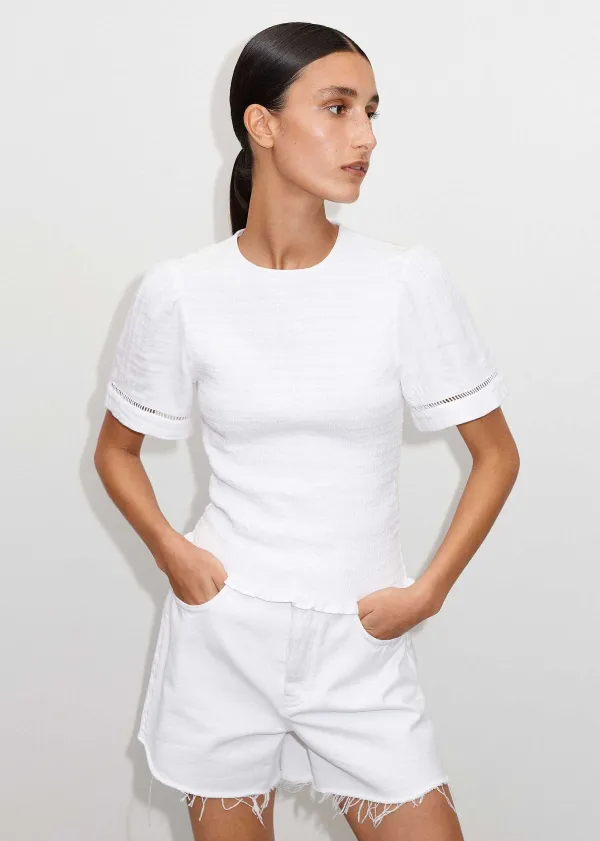 ME+EM Shirred Cheesecloth T-Shirt | Women Beach & Summer Tops