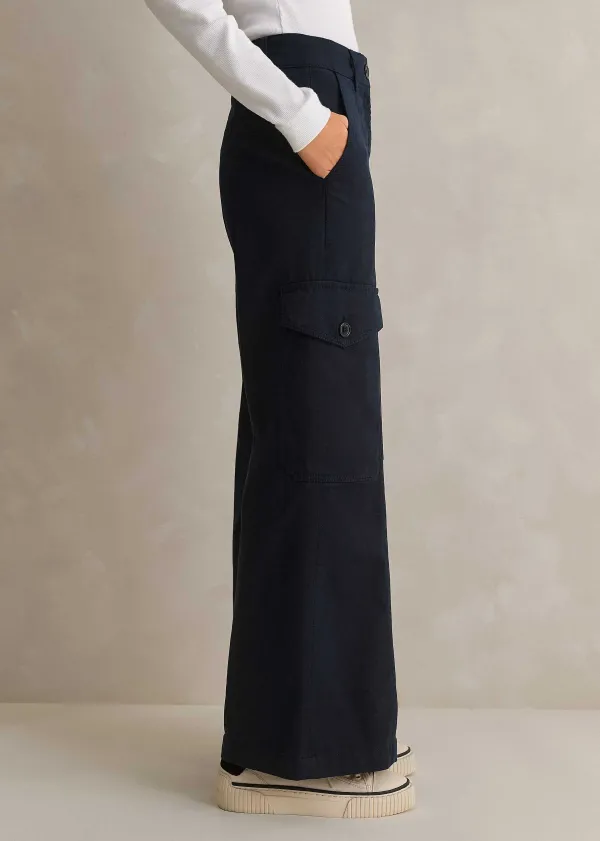 ME+EM Short Length Cotton Flared Cargo Trouser | Women Cargo Trousers