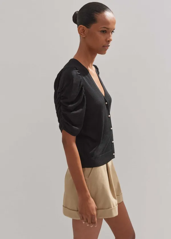 silk_buttonthrough_pouf_sleeve_knit_top_2.webp ME+EM Silk Button-Through Pouf Sleeve Knit Top | Women City Break Solutions