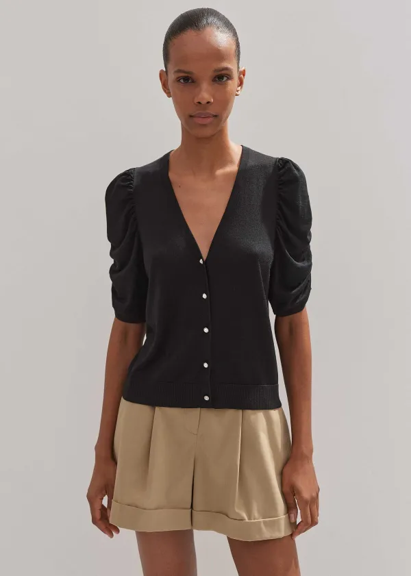 silk_buttonthrough_pouf_sleeve_knit_top_3.webp ME+EM Silk Button-Through Pouf Sleeve Knit Top | Women City Break Solutions