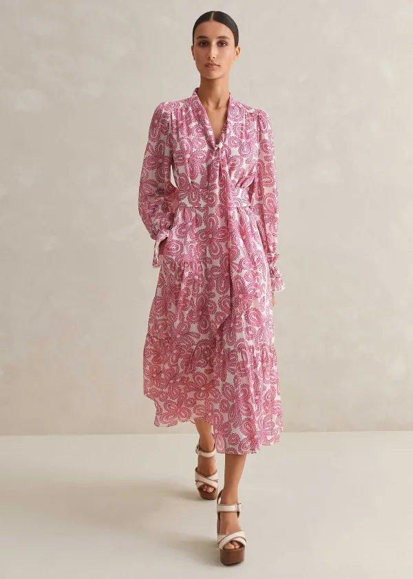 silk_cotton_flower_print_midi_dress__belt_2.webp ME+EM Silk Cotton Flower Print Midi Dress + Belt | Women Midi Dresses