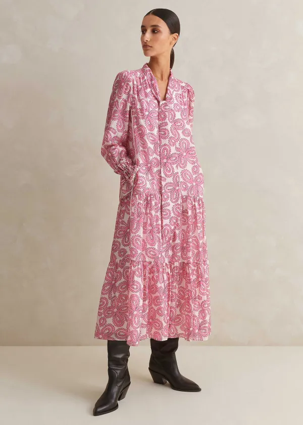 silk_cotton_flower_print_midi_dress__belt_3.webp ME+EM Silk Cotton Flower Print Midi Dress + Belt | Women Midi Dresses