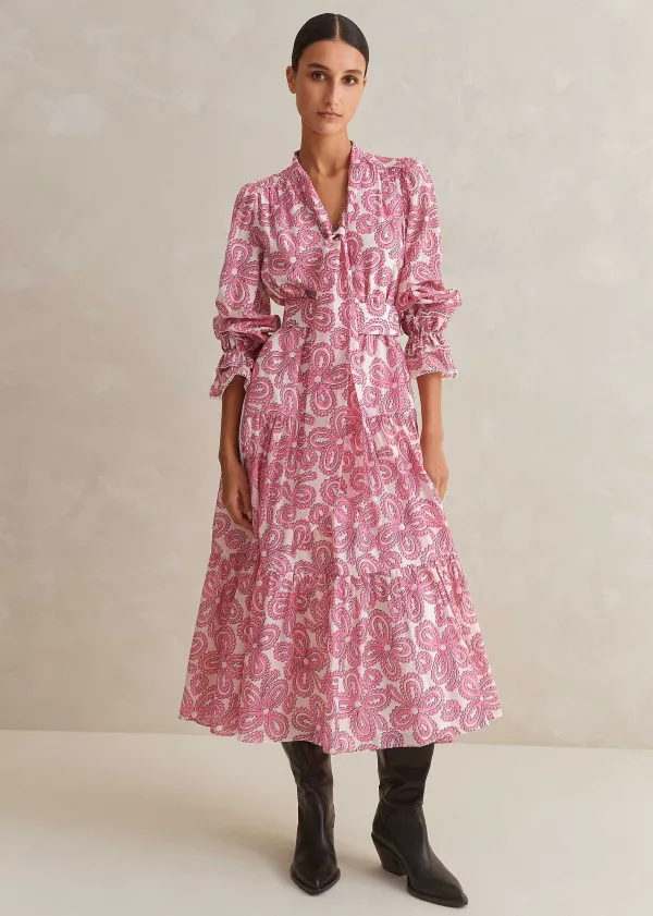 silk_cotton_flower_print_midi_dress__belt_8.webp ME+EM Silk Cotton Flower Print Midi Dress + Belt | Women Midi Dresses