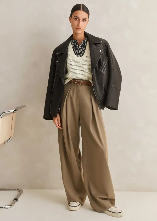 ME+EM Silk Cotton Ginko Leaf Print Blouse | Women Blouses