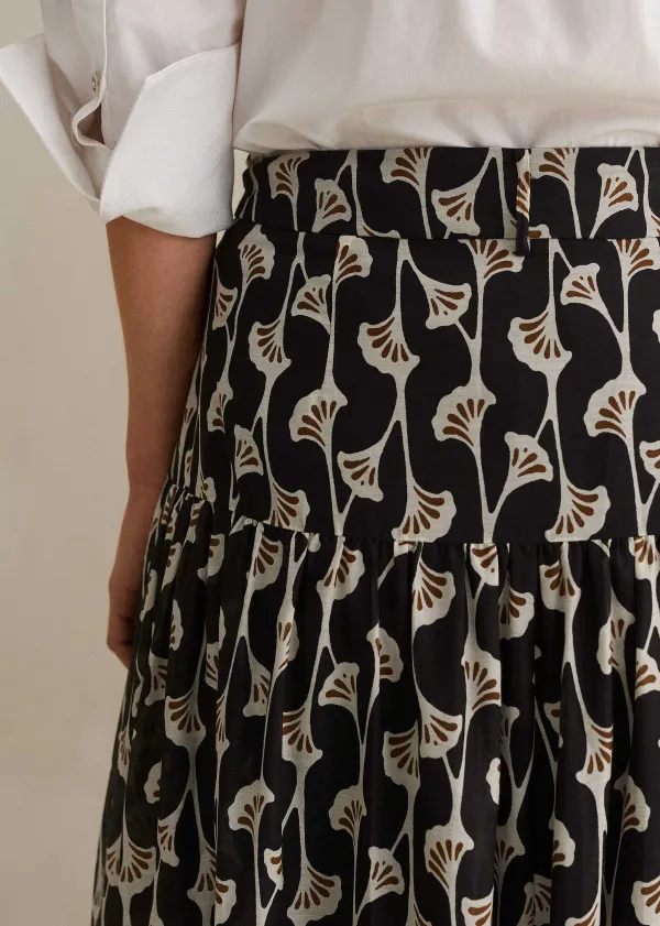 silk_cotton_ginko_leaf_print_skirt__belt_2.webp ME+EM Silk Cotton Ginko Leaf Print Skirt + Belt | Women Skirts