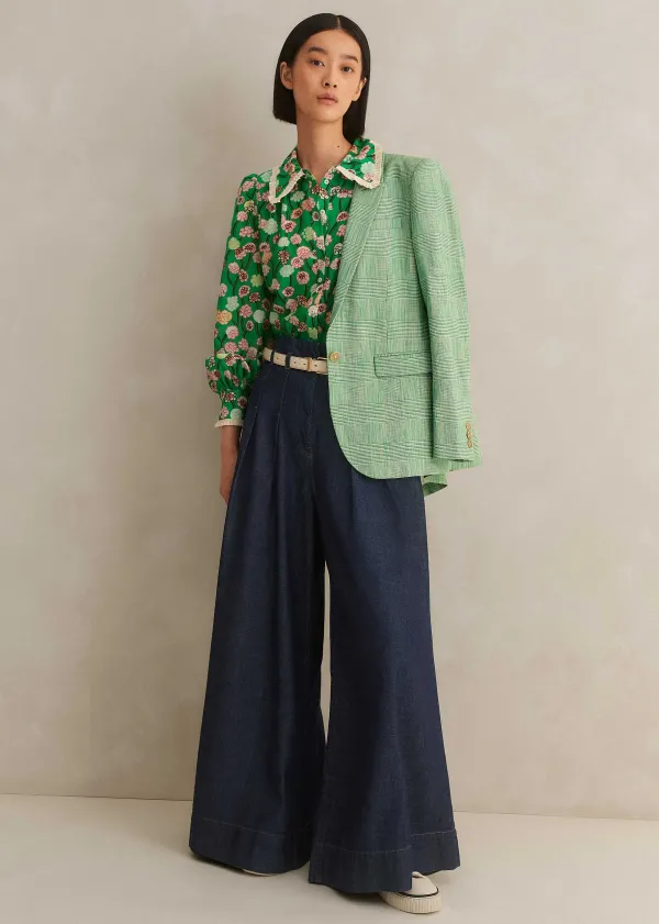 ME+EM Silk Cotton Lantana Flower Print Shirt | Women Blouses