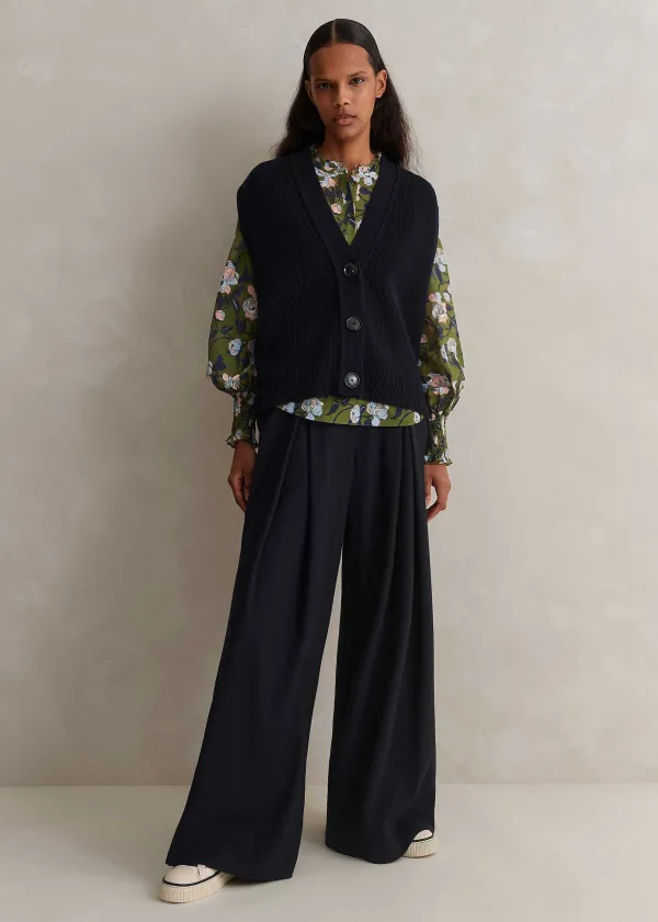 ME+EM Silk Cotton Rose Print Blouse | Women Blouses