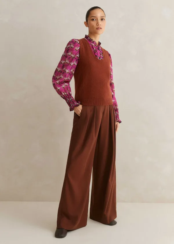 ME+EM Silk Cotton Waterlily Print Blouse | Women Blouses