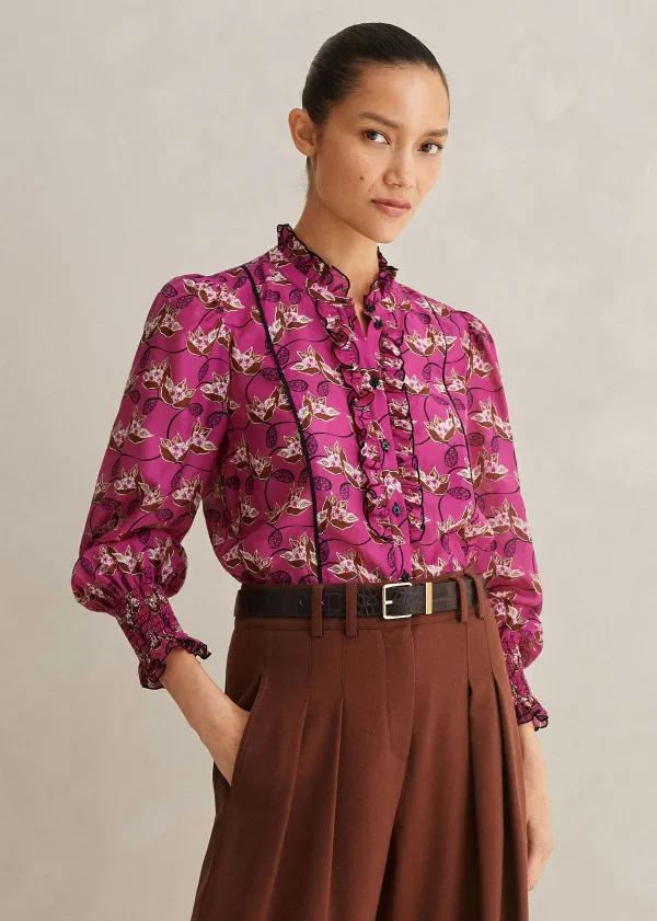 silk_cotton_waterlily_print_blouse_5.webp ME+EM Silk Cotton Waterlily Print Blouse | Women Blouses