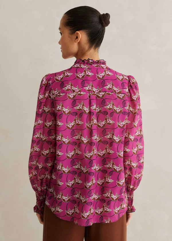 silk_cotton_waterlily_print_blouse_6.webp ME+EM Silk Cotton Waterlily Print Blouse | Women Blouses