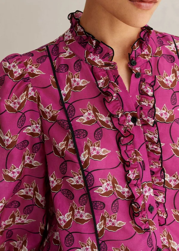 silk_cotton_waterlily_print_blouse_7.webp ME+EM Silk Cotton Waterlily Print Blouse | Women Blouses