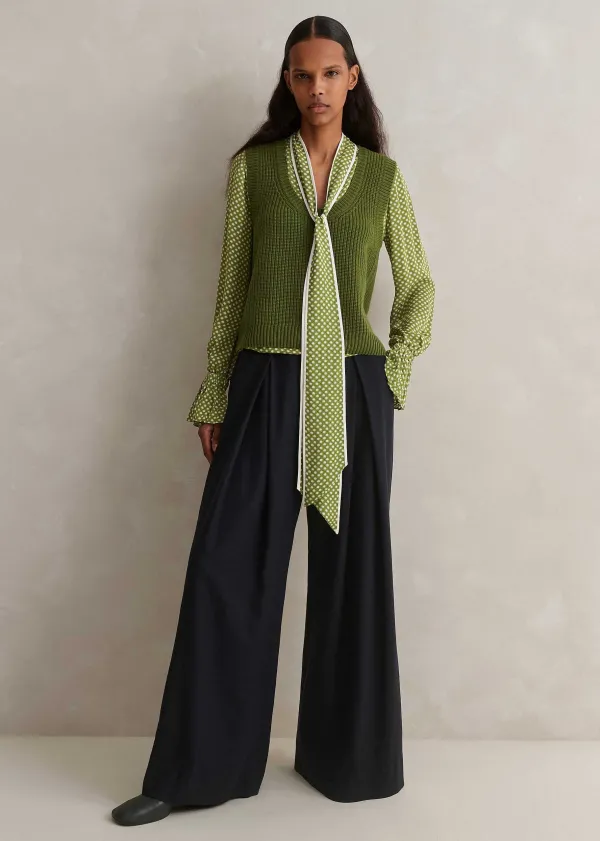 ME+EM Silk Daisy Flower Print Top + Scarf | Women Blouses