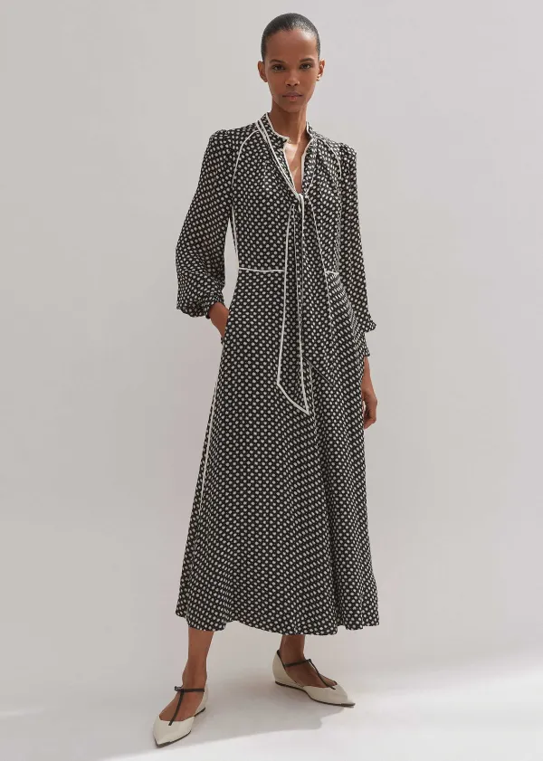 silk_daisy_polka_dot_print_maxi_dress_4.webp ME+EM Silk Daisy Polka Dot Print Maxi Dress | Women Maxi Dresses