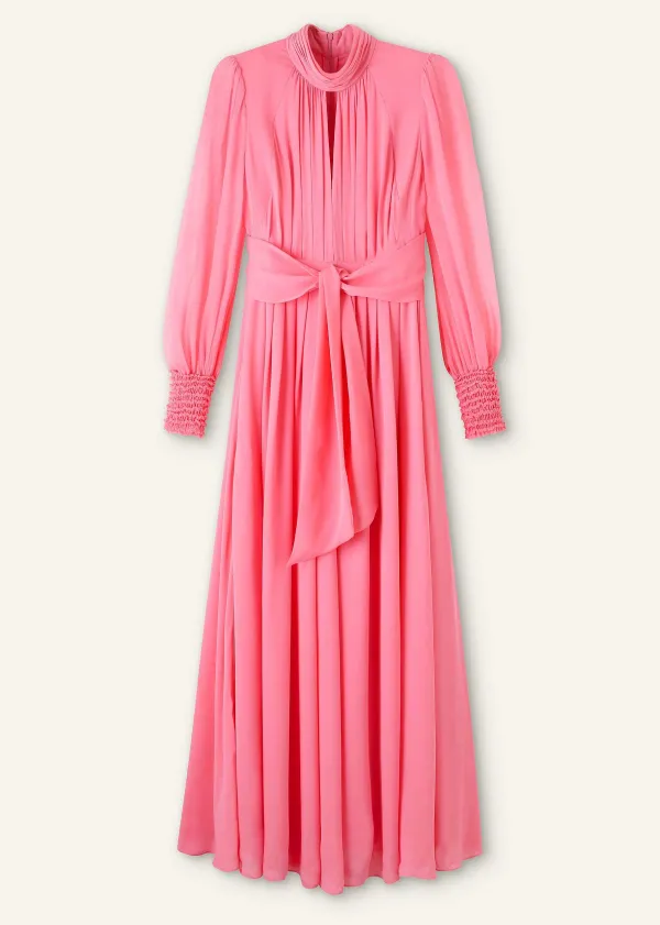 ME+EM Silk Full-Length Dress With Corsage + Belt | Women Maxi Dresses