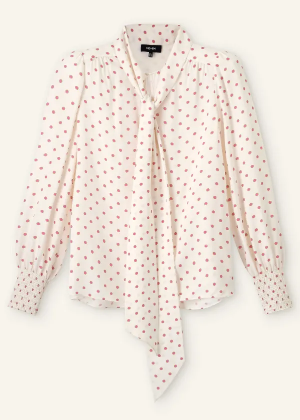 silk_halo_spot_print_pussybow_blouse_2.webp ME+EM Silk Halo Spot Print Pussybow Blouse | Women Blouses