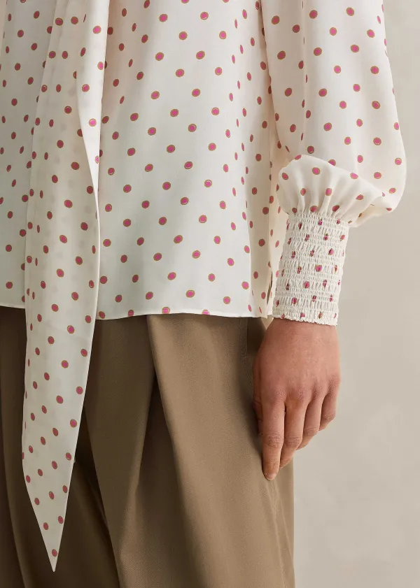 silk_halo_spot_print_pussybow_blouse_3.webp ME+EM Silk Halo Spot Print Pussybow Blouse | Women Blouses